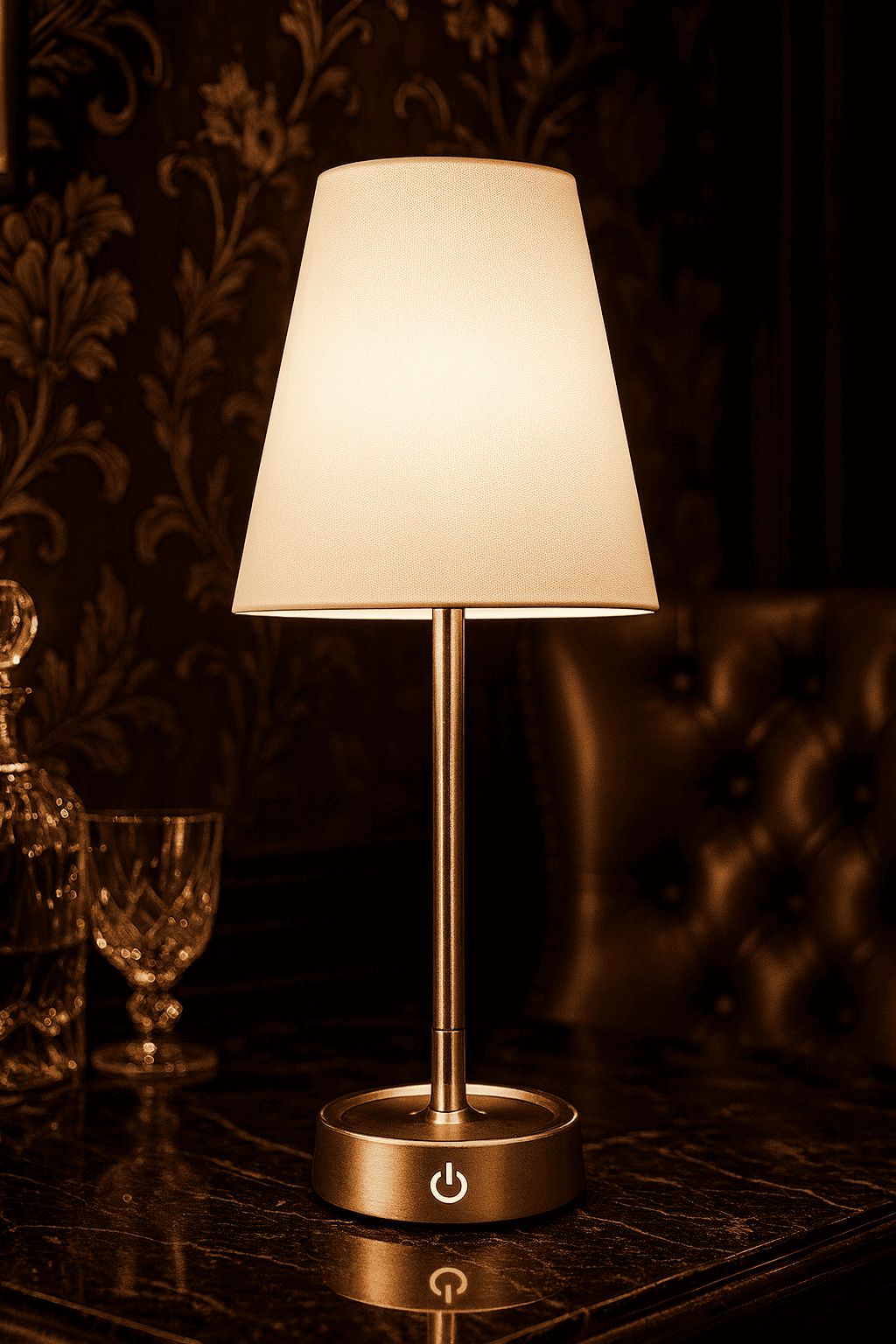 Luminária Dourada de Mesa Touch Recarregável