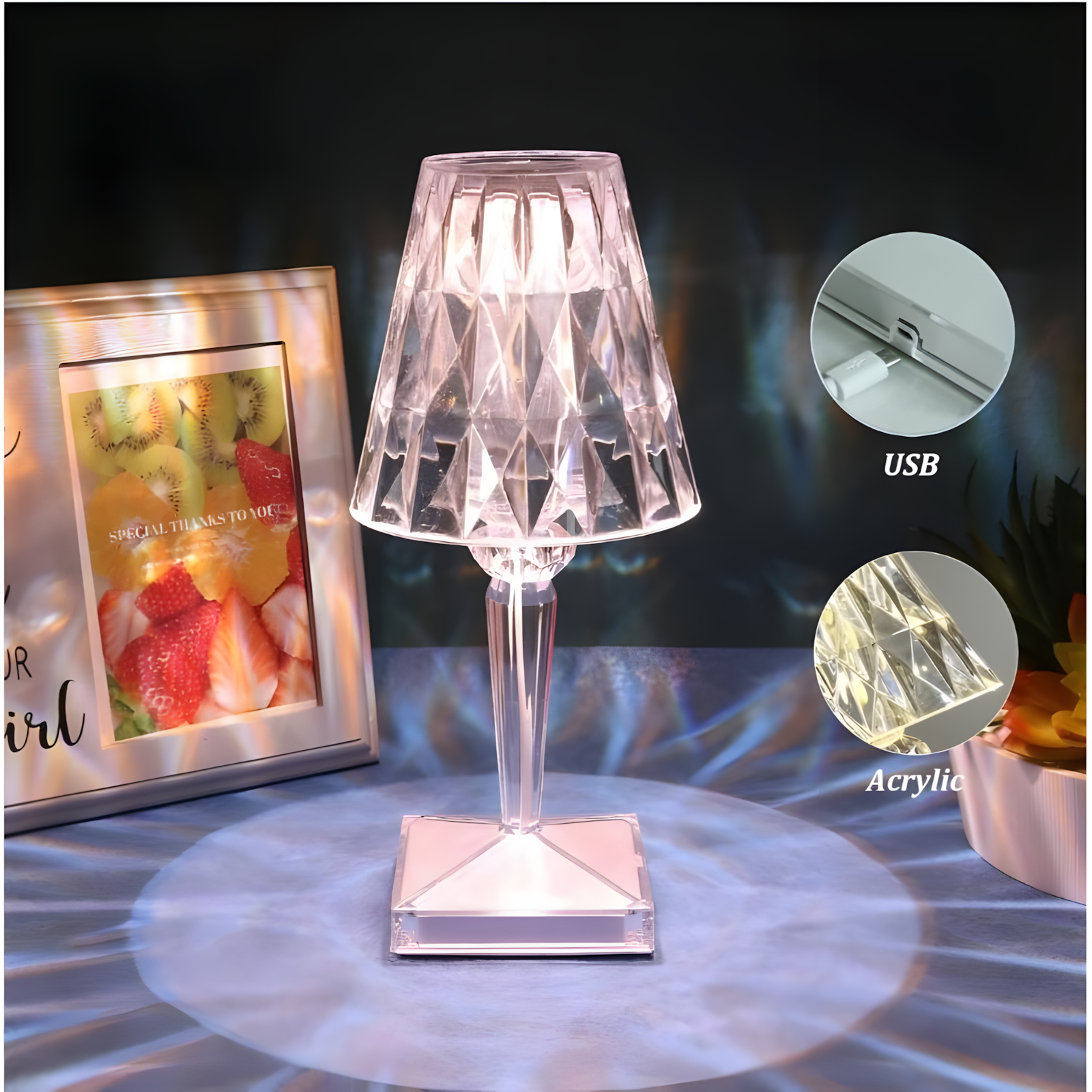 Luminária de Mesa Cristal Diamantina LED - Prestigea