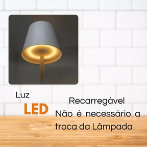 Luminária Dourada de Mesa Touch Recarregável