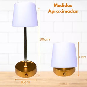 Luminária Dourada de Mesa Touch Recarregável