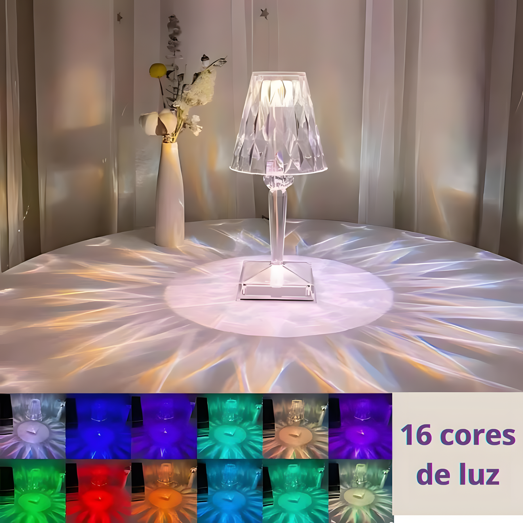 Luminária de Mesa Cristal Diamantina LED - Prestigea