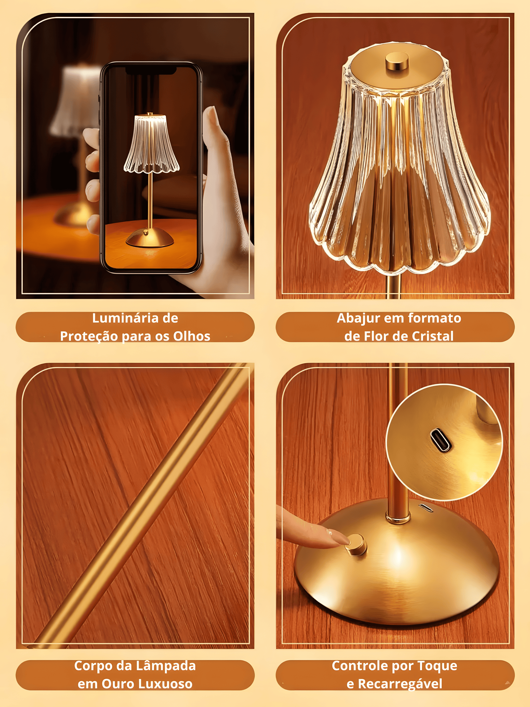 Abajur LED Touch Sensível [Edição de Luxo]