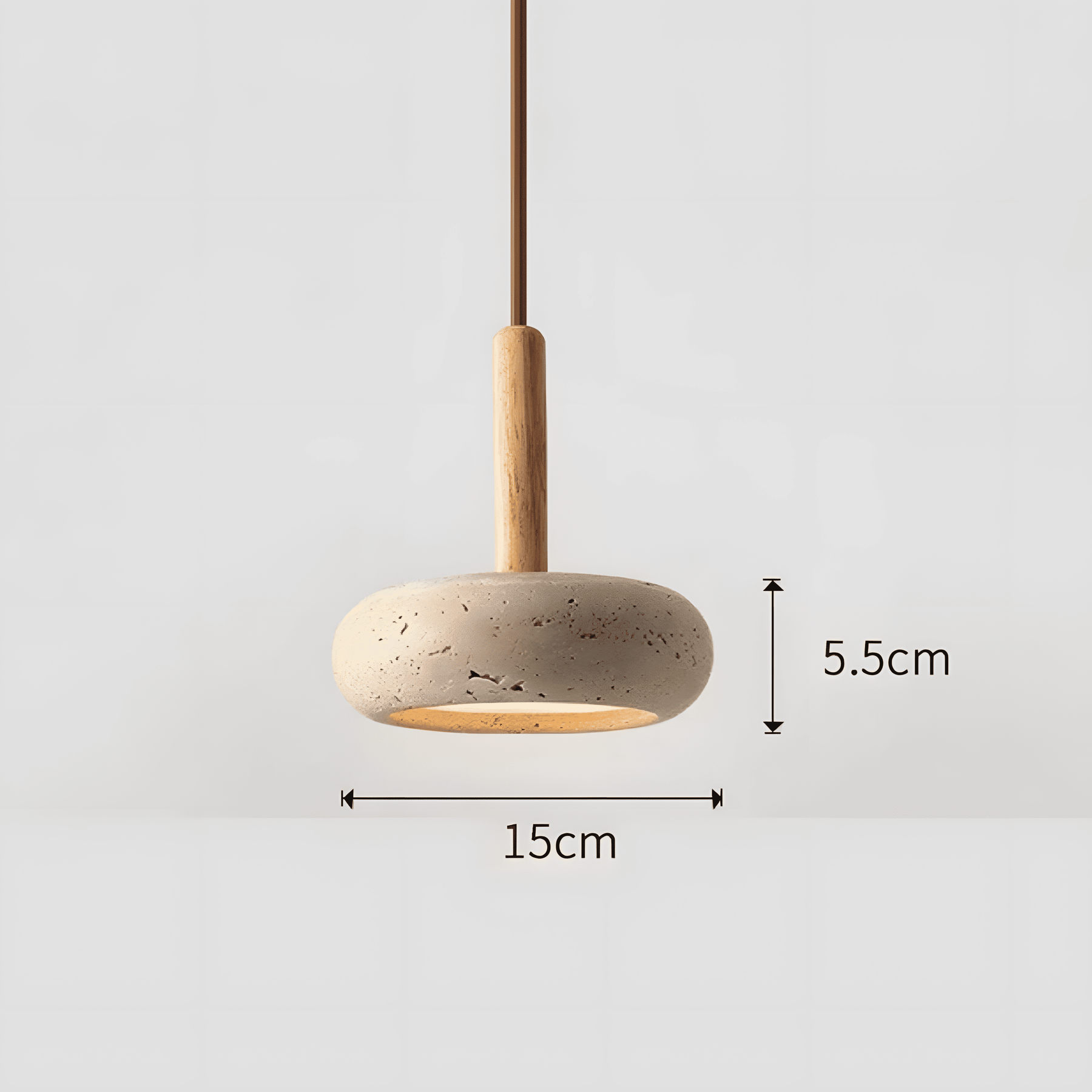 Pendente de Teto LED Wabi Sabi [Pedra Natural e Madeira Francesa] - Prestigea