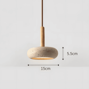 Pendente de Teto LED Wabi Sabi [Pedra Natural e Madeira Francesa] - Prestigea