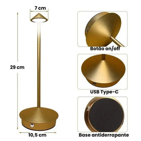 Luminária de Mesa Decorativa Sem Fio Recarregável Prestigea